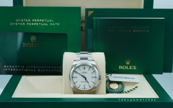 NEW Rolex 114200 OYSTER PERPETUAL 34MM WHITE STICK DIAL 2020 WARRANTY FULL SET - Image 2