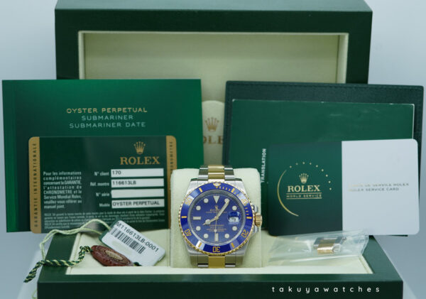 Rolex 116613LB SUBMARINER BLUESY 2 TONE FLAT BLUE DIAL RSC SERVICED FULL SET - Image 2