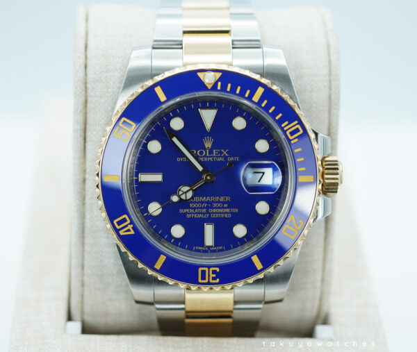 Rolex 116613LB SUBMARINER BLUESY 2 TONE FLAT BLUE DIAL RSC SERVICED FULL SET
