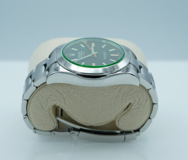 Rolex 116400GV MILGAUSS GREEN CRYSTAL BLACK DIAL 2021 WARRANTY FULL SET - Image 4