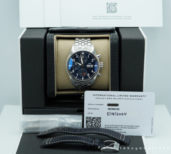 IWC IW388102 PILOT WATCH CHRONOGRAPH STEEL BLUE DIAL EXTRA STRAP 2024 FULL SET - Image 2