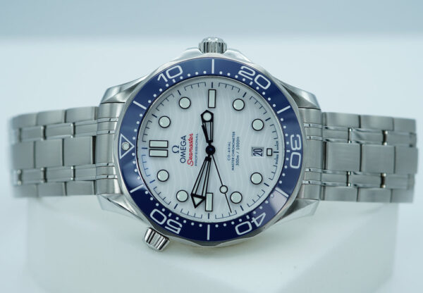 Omega SEAMASTER DIVER 300M TOKYO 2020 OLYMPICS WHITE DIAL BLUE BEZEL FULL SET - Image 10
