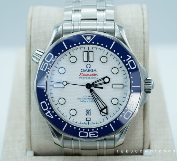 Omega SEAMASTER DIVER 300M TOKYO 2020 OLYMPICS WHITE DIAL BLUE BEZEL FULL SET