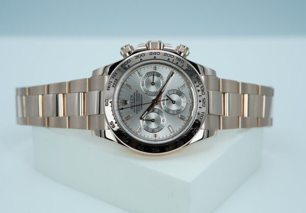 Rolex 116505 DAYTONA 18K ROSE GOLD SUNDUST BAGUETTE DIAMOND DIAL 2022 WARRANTY FULL SET - Image 10