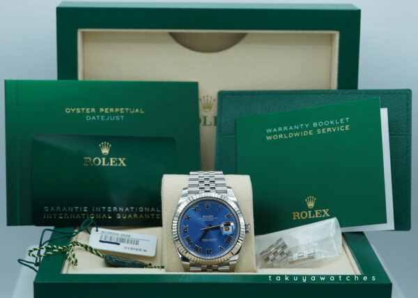 Rolex 126334 DATEJUST 41 FLUTED BEZEL BLUE ROMAN DIAL JUBILEE 2024 FULL SET - Image 2