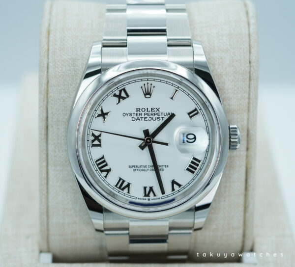 Rolex 126200 DATEJUST 36 WHTE ROMAN DIAL OYSTER BAND 2025 WARRANTY FULL SET