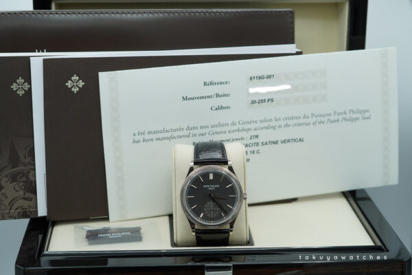 Patek PHILIPPE 6119G WHITE GOLD CALATRAVA CLOUS DE PARIS 2025 FULL SET - Image 2