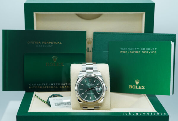BRAND NEW Rolex 126334 DATEJUST 41 FLUTED BEZEL MINT GREEN DIAL OYSTER 2024 FULL SET - Image 2