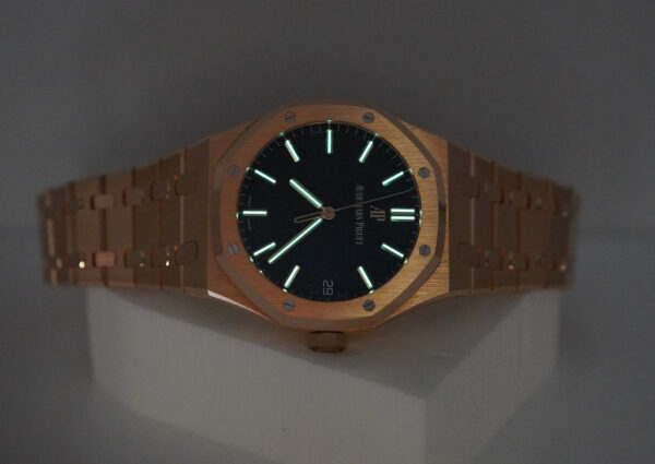 Audemars PIGUET ROYAL OAK 15500OR ROSE GOLD BLACK DIAL BRACELET 41MM FULL SET - Image 11
