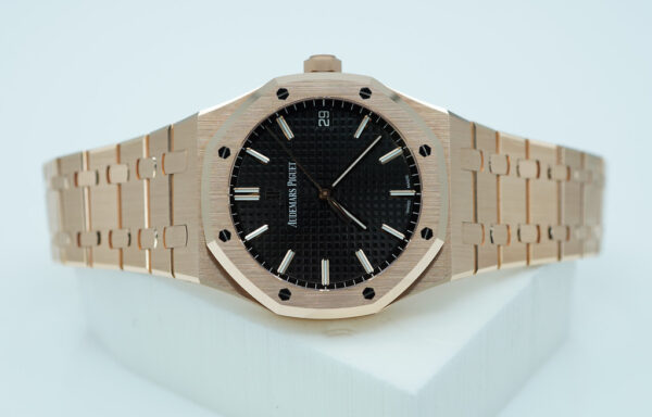 Audemars PIGUET ROYAL OAK 15500OR ROSE GOLD BLACK DIAL BRACELET 41MM FULL SET - Image 10