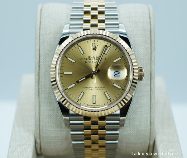 Rolex 126233 DATEJUST 36 YELLOW GOLD STEEL CHAMPAGNE DIAL JUBILEE BAND FULL SET