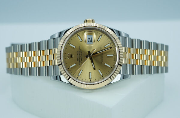 Rolex 126233 DATEJUST 36 YELLOW GOLD STEEL CHAMPAGNE DIAL JUBILEE BAND FULL SET - Image 10