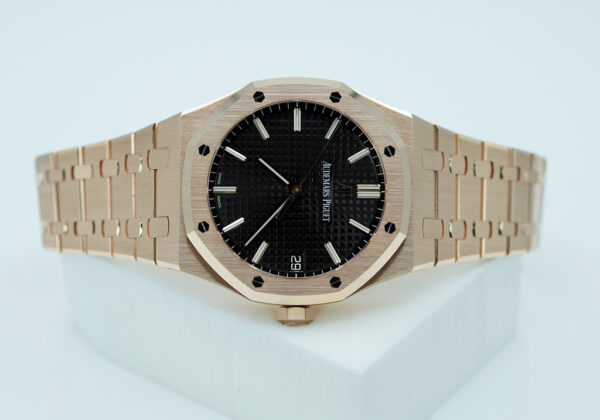 Audemars PIGUET ROYAL OAK 15500OR ROSE GOLD BLACK DIAL BRACELET 41MM FULL SET - Image 9