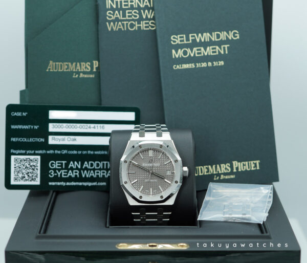 Audemars PIGUET ROYAL OAK STAINLESS STEEL 15450ST GREY DIAL 37MM WARRANTY FULL SET - Image 2