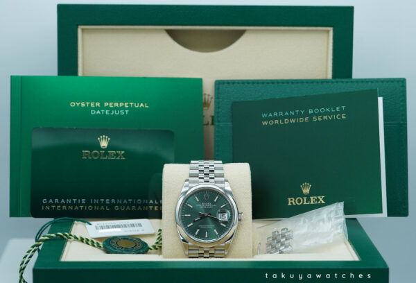 Rolex 126200 DATEJUST 36 MINT GREEN DIAL JUBILEE BAND 2023 WARRANTY FULL SET - Image 2