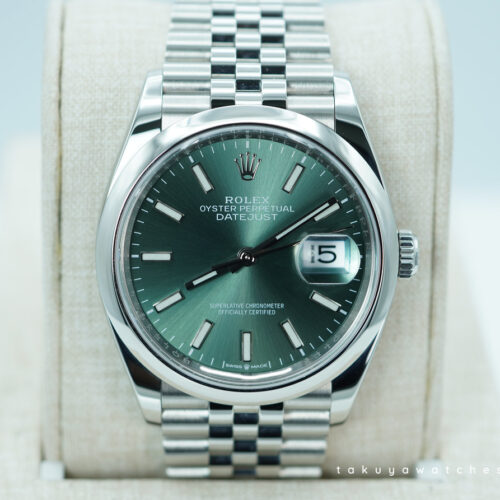 Rolex 126200 DATEJUST 36 MINT GREEN DIAL JUBILEE BAND 2023 WARRANTY FULL SET