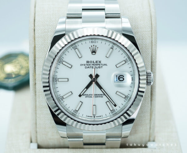 BRAND NEW Rolex 126334 DATEJUST 41 FLUTED BEZEL WHITE STICK DIAL OYSTER 2025 FULL SET