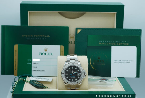 Rolex 268622 YACHTMASTER PLATINUM BEZEL RHODIUM DIAL 37MM WARRANTY FULL SET - Image 2