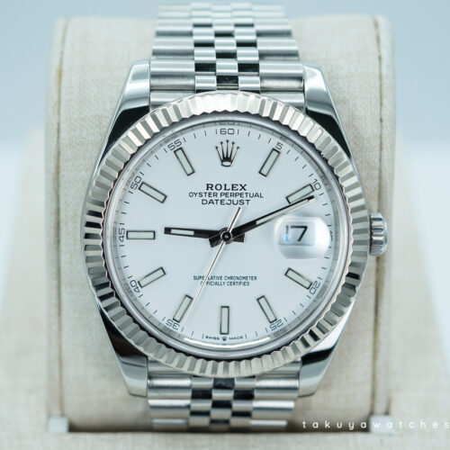 Rolex 126334 DATEJUST 41 FLUTED BEZEL WHITE DIAL JUBILEE BAND 2021 FULL SET
