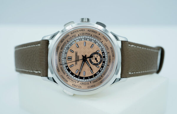 Patek PHILIPPE 5935A STEEL WORLD TIME CHRONOGRAPH SALMON DIAL 2025 FULL SET - Image 10