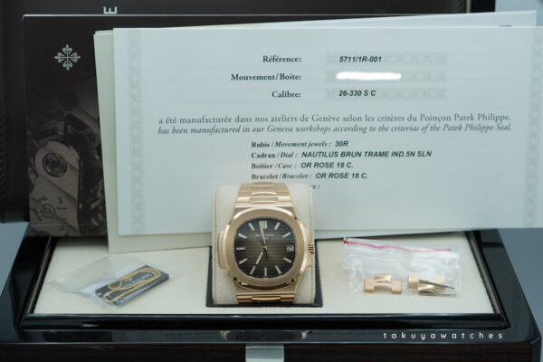 Patek PHILIPPE NAUTILUS 5711/1R ROSE GOLD BROWN DIAL 2021 NEW MOVEMENT FULL SET - Image 2