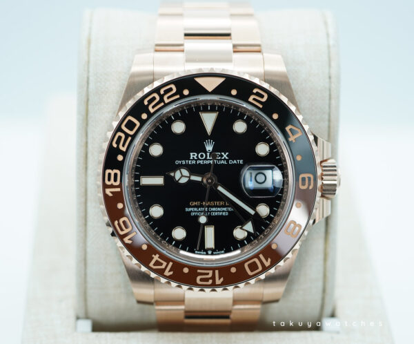 Rolex 126715CHNR GMT MASTER II 18K ROSE GOLD ROOTBEER CERAMIC 2021 WARRANTY FULL SET