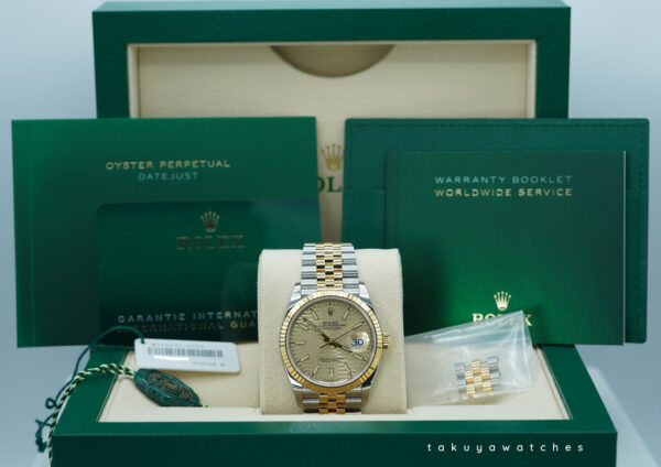 Rolex 126233 DATEJUST 36 18K GOLD STEEL GOLDEN MOTIF DIAL JUBILEE BAND FULL SET - Image 2
