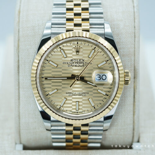Rolex 126233 DATEJUST 36 18K GOLD STEEL GOLDEN MOTIF DIAL JUBILEE BAND FULL SET