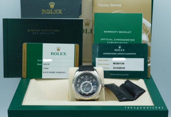 Rolex 326139 SKY-DWELLER 18K WHITE GOLD BLACK ARABIC DIAL SERVICED BOXES PAPERS - Image 2