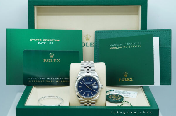 BRAND NEW  Rolex 126234 DATEJUST 36 FLUTED BEZEL BLUE DIAL JUBILEE BAND 2025 FULL SET - Image 2