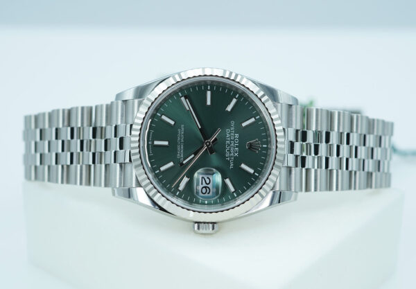 BRAND NEW Rolex 126234 DATEJUST 36 FLUTED BEZEL MINT GREEN DIAL JUBILEE 2025 FULL SET - Image 9