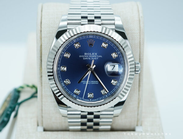 BRAND NEW Rolex 126334 DATEJUST 41 FLUTED BEZEL BLUE DIAMOND DIAL JUBILEE BAND 2025 FULL SET