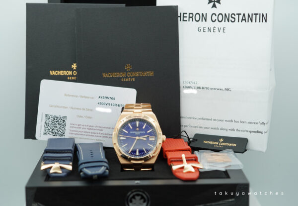Vacheron CONSTANTIN OVERSEAS ROSE GOLD BLUE DIAL 4500V 2022 WARRANTY FULL SET - Image 2
