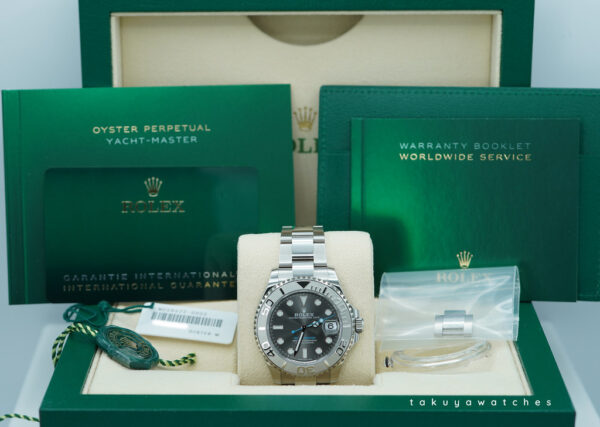 Rolex 268622 YACHTMASTER PLATINUM BEZEL SLATE DIAL 37MM 2023 WARRANTY FULL SET - Image 2