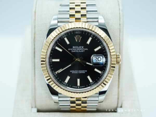 Rolex 126333 DATEJUST 41 YELLOW GOLD STEEL BLACK DIAL JUBILEE 2023 WARRANTY FULL SET