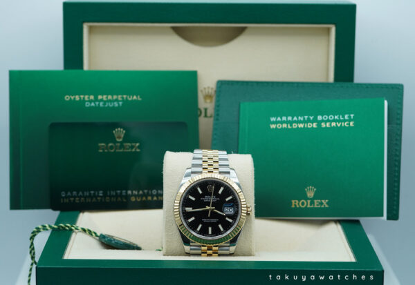 Rolex 126333 DATEJUST 41 YELLOW GOLD STEEL BLACK DIAL JUBILEE 2023 WARRANTY FULL SET - Image 2