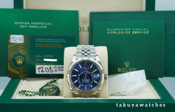 Rolex 326934 SKY-DWELLER BLUE DIAL JUBILEE BAND 2023 WARRANTY FULL SET - Image 2