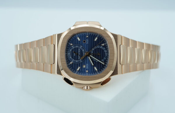 NEW Patek PHILIPPE 5990/1R NAUTILUS TRAVEL TIME CHRONOGRAPH 18K ROSE GOLD BLUE DIAL FULL SET - Image 10