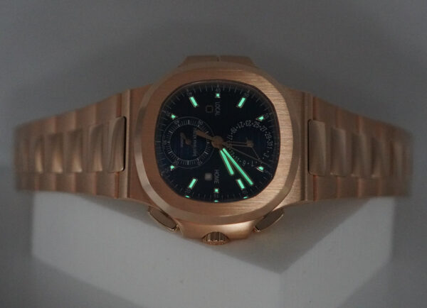 NEW Patek PHILIPPE 5990/1R NAUTILUS TRAVEL TIME CHRONOGRAPH 18K ROSE GOLD BLUE DIAL FULL SET - Image 12