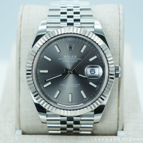 Rolex 126334 DATEJUST 41 FLUTED BEZEL SLATE DIAL JUBILEE BAND 2021 WARRANTY FULL SET