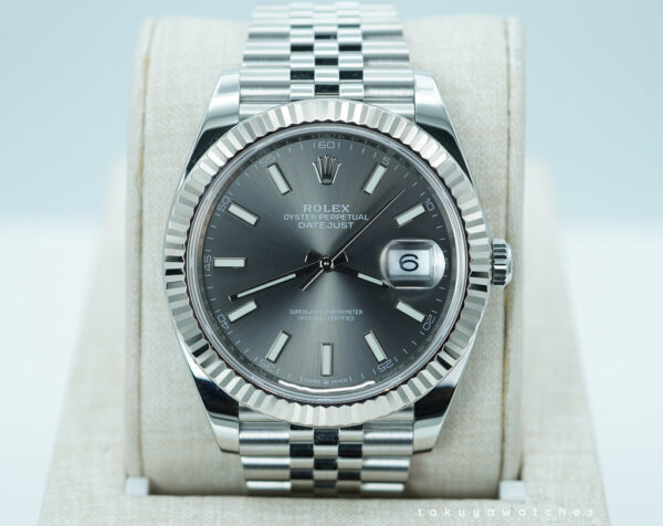 Rolex 126334 DATEJUST 41 FLUTED BEZEL SLATE DIAL JUBILEE BAND 2021 WARRANTY FULL SET