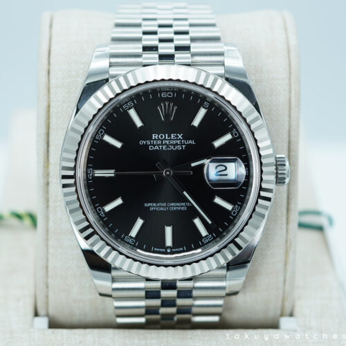 NEW Rolex 126334 DATEJUST 41 FLUTED BEZEL BLACK DIAL JUBILEE BAND 2022 WARRANTY FULL SET