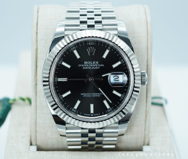NEW Rolex 126334 DATEJUST 41 FLUTED BEZEL BLACK DIAL JUBILEE BAND 2022 WARRANTY FULL SET