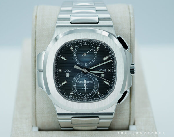 BRAND NEW Patek PHILIPPE 5990 NAUTILUS STEEL CHRONO TRAVEL TIME BLUE DIAL FULL SET
