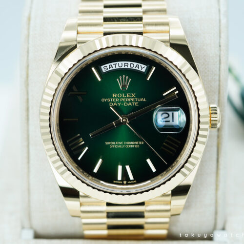 BRAND NEW Rolex 228238 DAY DATE 40 YELLOW GOLD GREEN OMBRE DIAL 2025 FULL SET