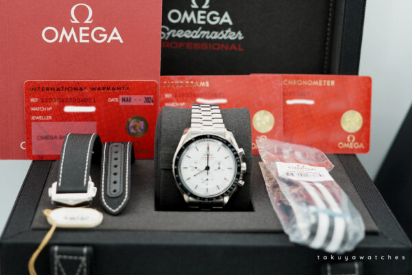 Omega SPEEDMASTER MOONWATCH 3861 WHITE DIAL 2024 EXTRA STRAP FULL SET - Image 2