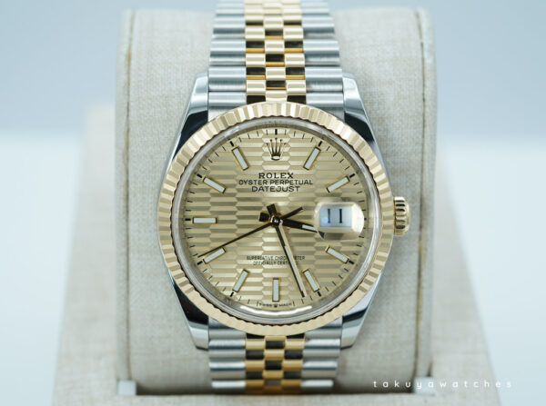 Rolex 126233 DATEJUST 36 18K GOLD STEEL GOLDEN MOTIF DIAL JUBILEE 2023 FULL SET