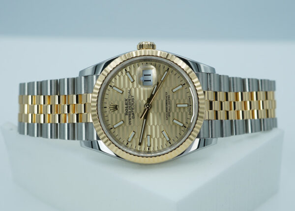 Rolex 126233 DATEJUST 36 18K GOLD STEEL GOLDEN MOTIF DIAL JUBILEE 2023 FULL SET - Image 10