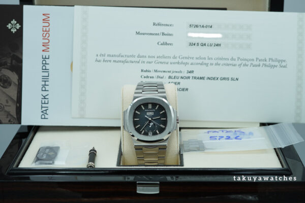Patek PHILIPPE 5726 NAUTILUS ANNUAL CALENDAR MOONPHASE BLUE DIAL 2023 FULL SET - Image 2