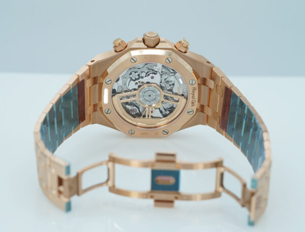 BRAND NEW Audemars PIGUET ROYAL OAK CHRONOGRAPH 26240OR ROSE GOLD BLUE DIAL BRACELET FULL SET - Image 8
